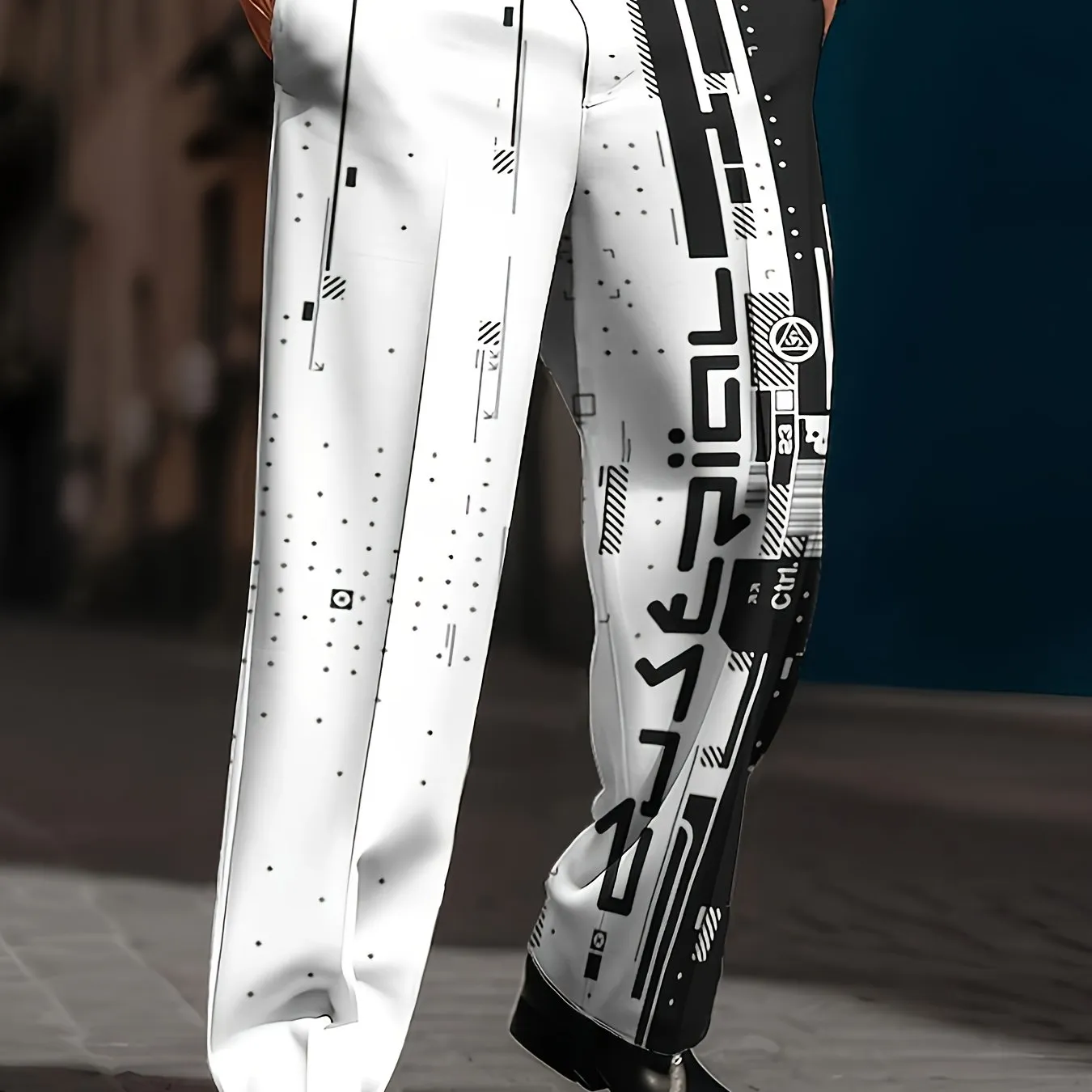 Stylish Geometric 3D Printed Casual Pants - Water-Resistant, Breathable, Stretchy, Outdoor Street Athletic Trousers for Men - Perfect for Hiking, Camping, and Sports Activities