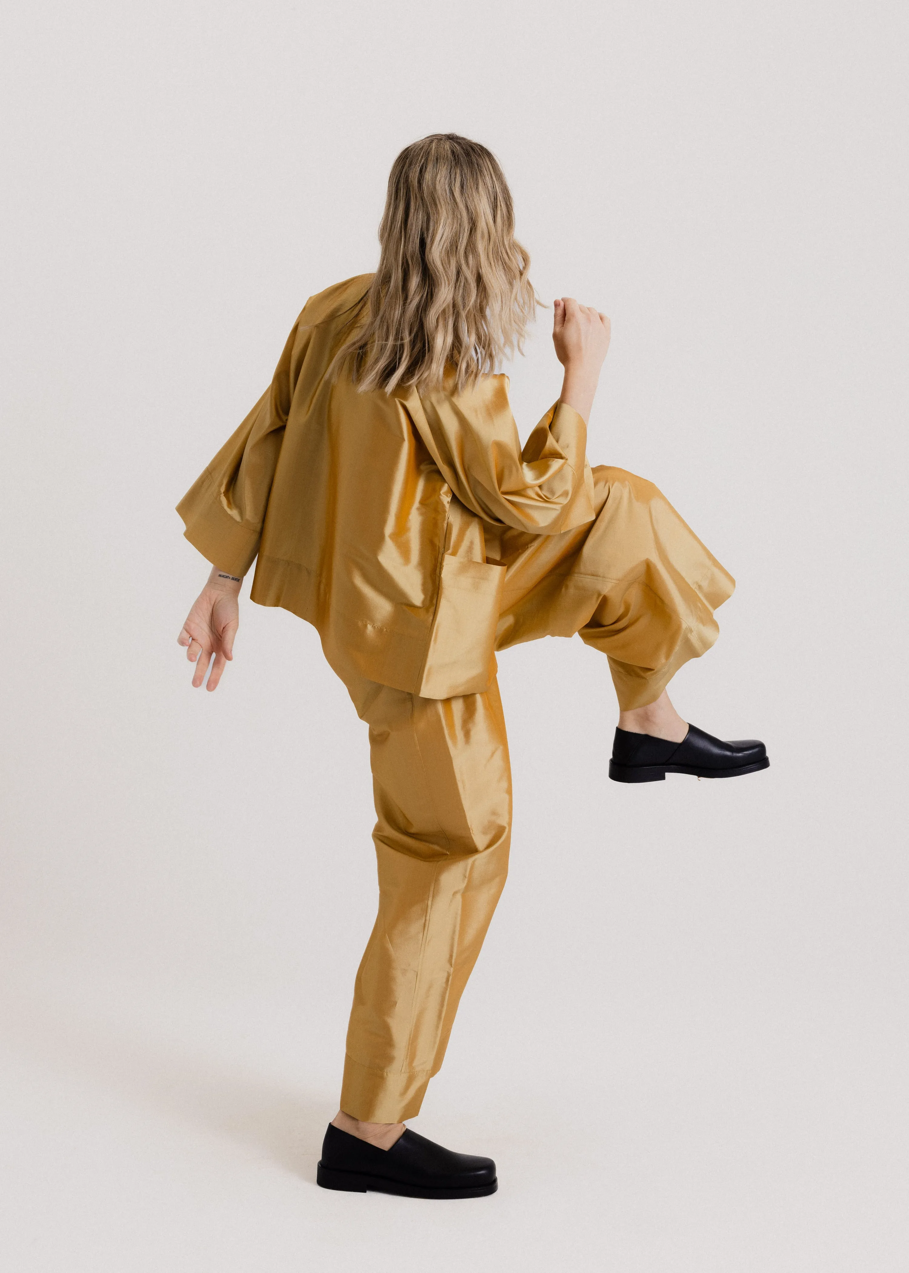 Taffeta Kimono Set in Gold