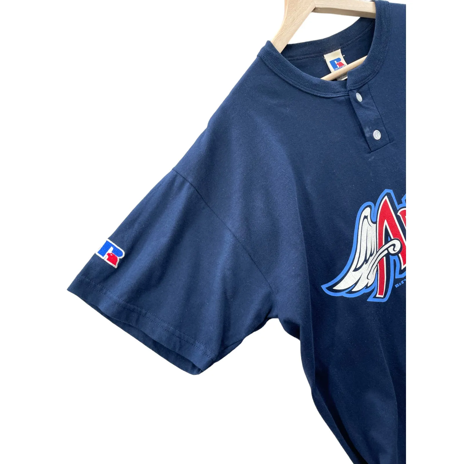 Vintage 1997 Russell Athletic Anaheim Angels Henley T-Shirt