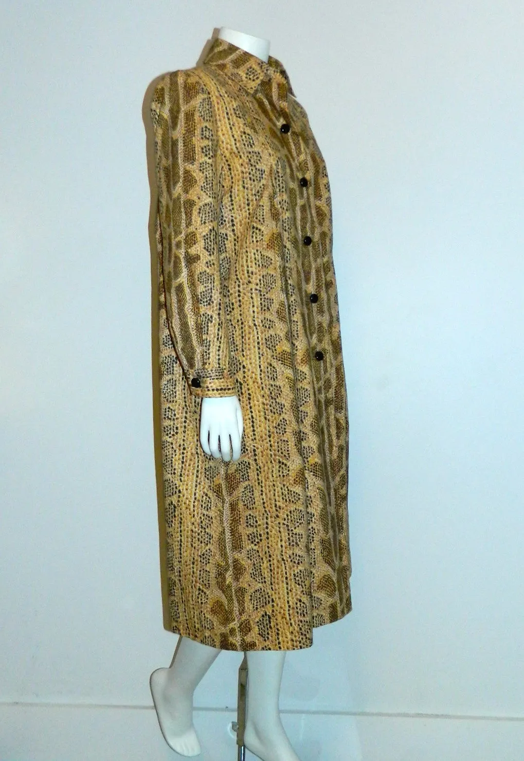 vintage SNAKESKIN print trench coat 1980s Albert Nipon pleated jacket XS