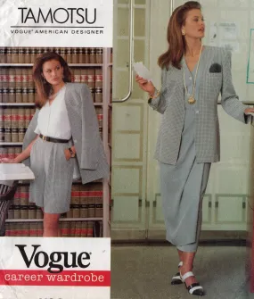 Vogue American Designer 1166 TAMOTSU Womens Career Wardrobe Wrap Skirt Jacket Dress Top & Shorts 1990s Vintage Sewing Pattern Size 12 - 16 UNCUT Factory Folded