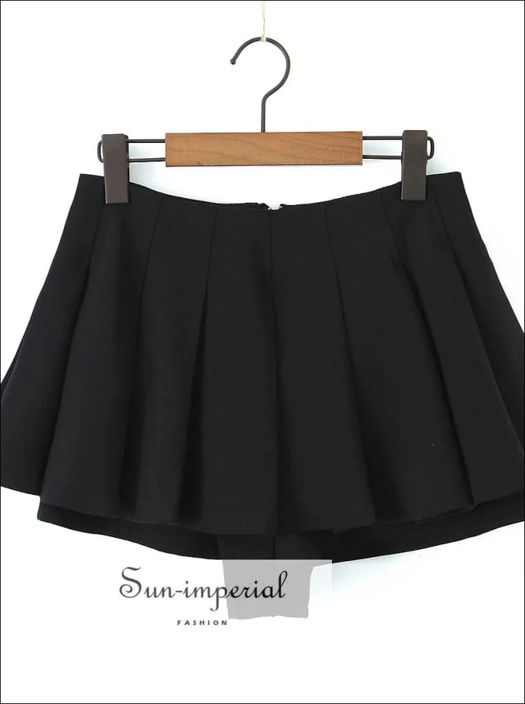 Women High Waist a Line Pleated Mini Skirt Shorts