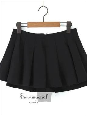 Women High Waist a Line Pleated Mini Skirt Shorts