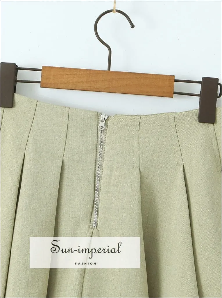 Women High Waist a Line Pleated Mini Skirt Shorts