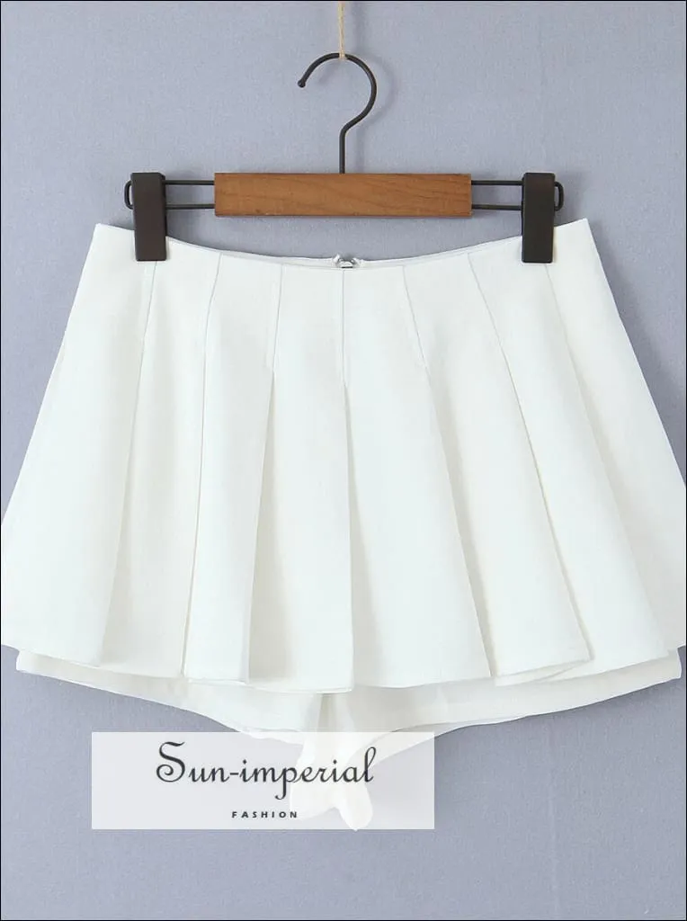 Women High Waist a Line Pleated Mini Skirt Shorts